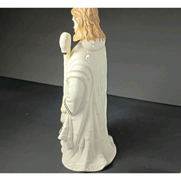 Baby Jesus Mary Joseph Porcelain Nativity 3 Piece Scene White Gold Holiday Decor - Picture 5 of 16